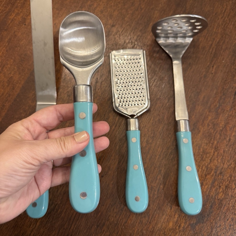 The Pioneer Woman Frontier Collection 4-Piece Cooking Utensil Set Turquoise/Teal - Picture 3 of 5